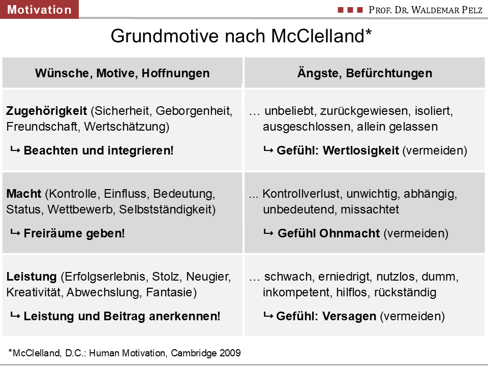 Grundmotive nach McClelland als theoretische Fundierung des Gießener Inventars der Empathie. Grundmotive nach McClelland